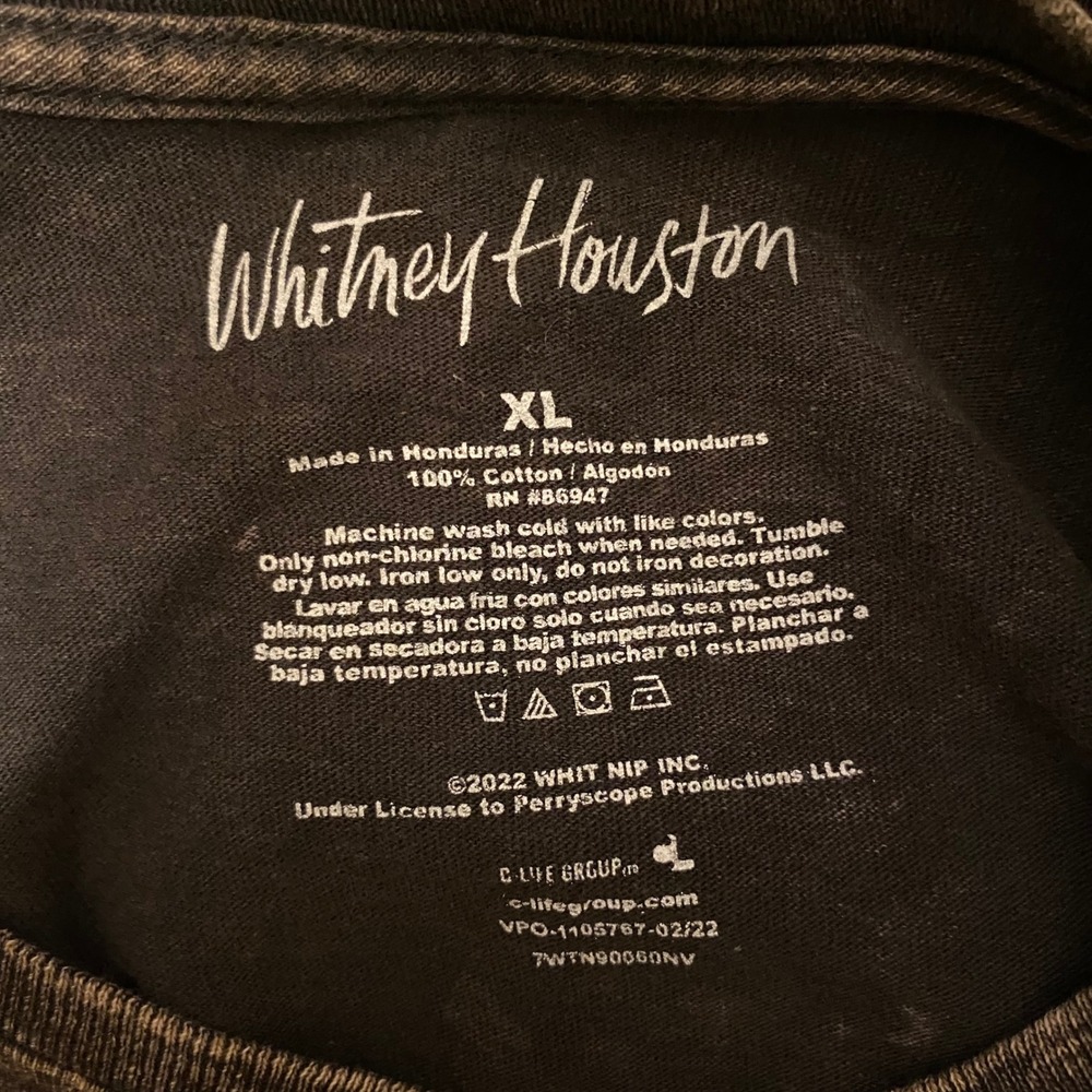Whitney Houston Graphic T-Shirt XL "I Will Always Love You" Black Wash Slim Fit - Picture 7 of 11